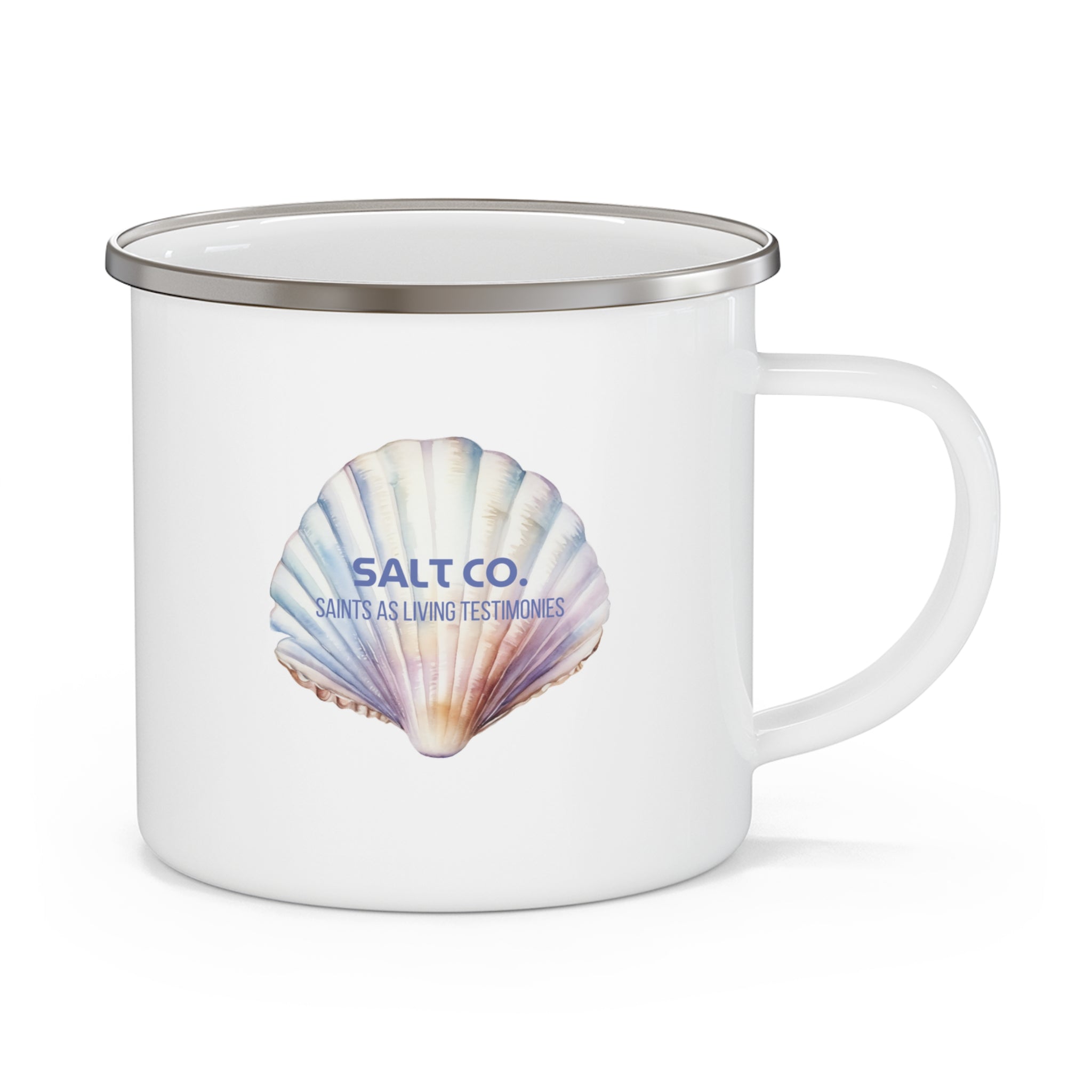 Enamel Camping Mug — Salt Co. Seashell Design | Coastal Coffee & Camping Gift