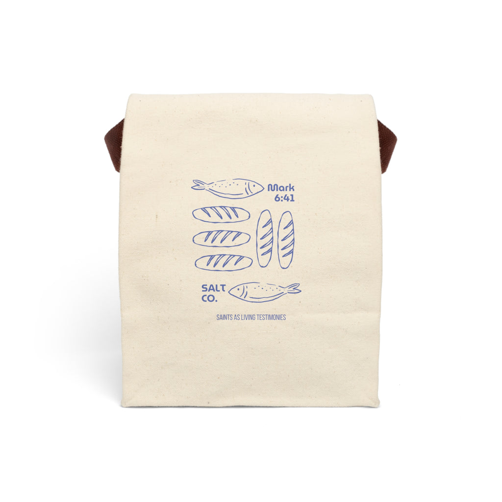 Canvas Lunch Bag — Fish & Loaves Print with Strap