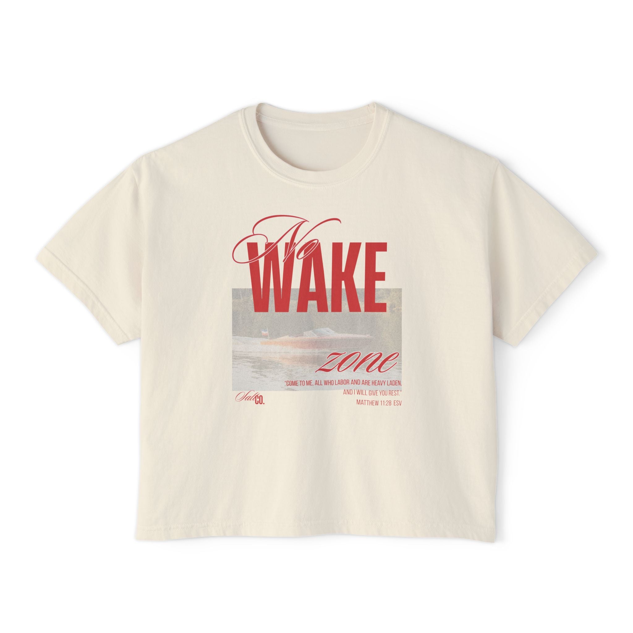 Wake Zone Women's Boxy Tee — Vintage Surf Graphic T-Shirt