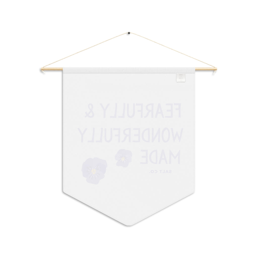 Fearfully & Wonderfully Made Pennant Wall Banner — Inspirational Floral Nursery Decor