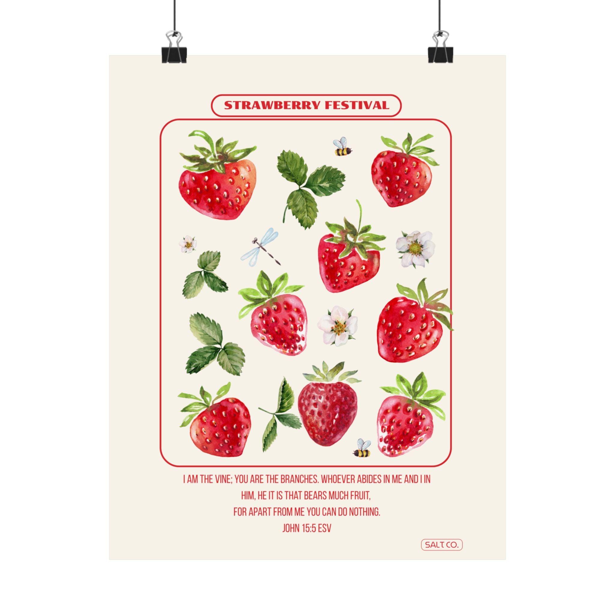 Strawberry Festival Poster — Matte Botanical Vertical Print