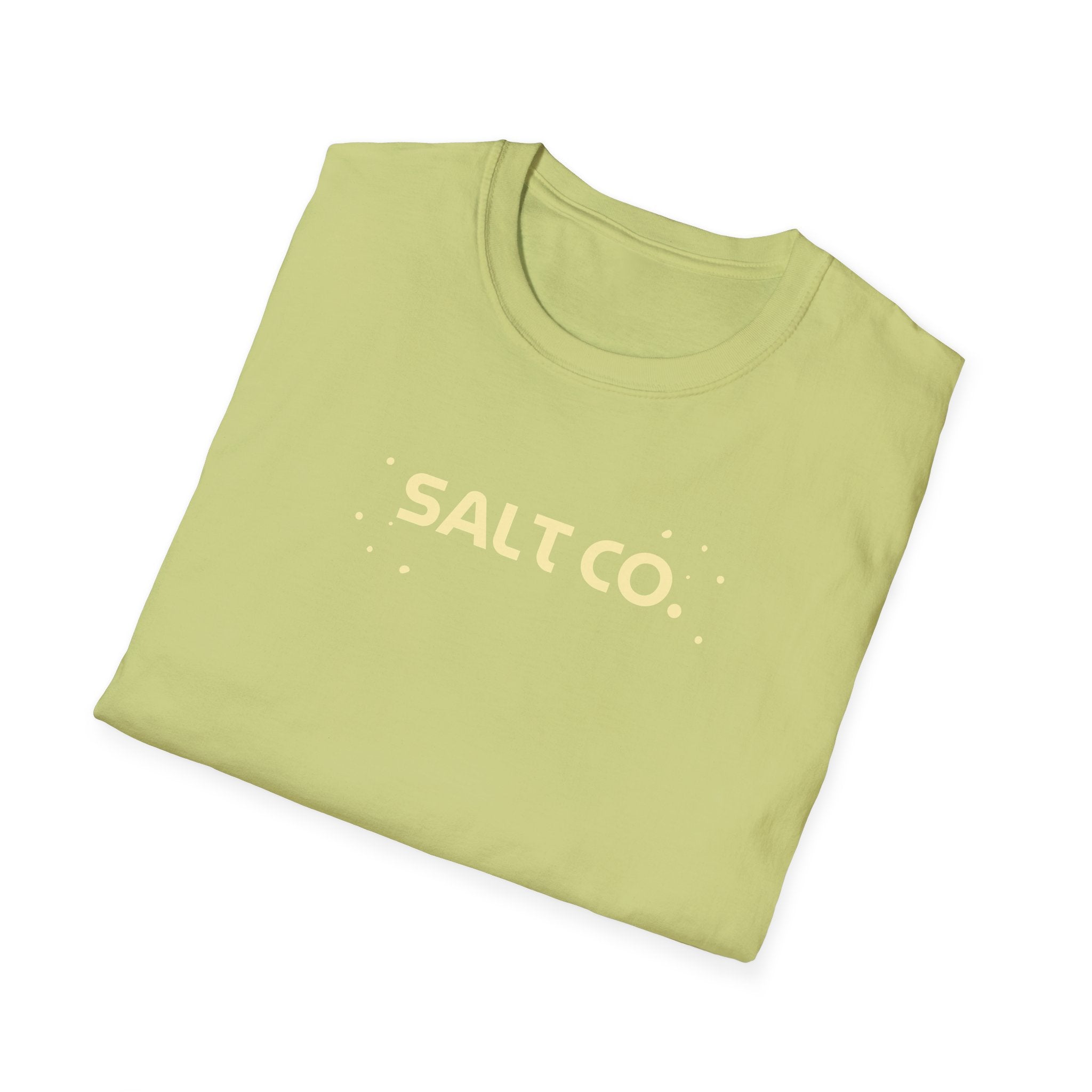 Salty Life Tee — "SALT CO." Minimal Front / Retro Yellow Script Back