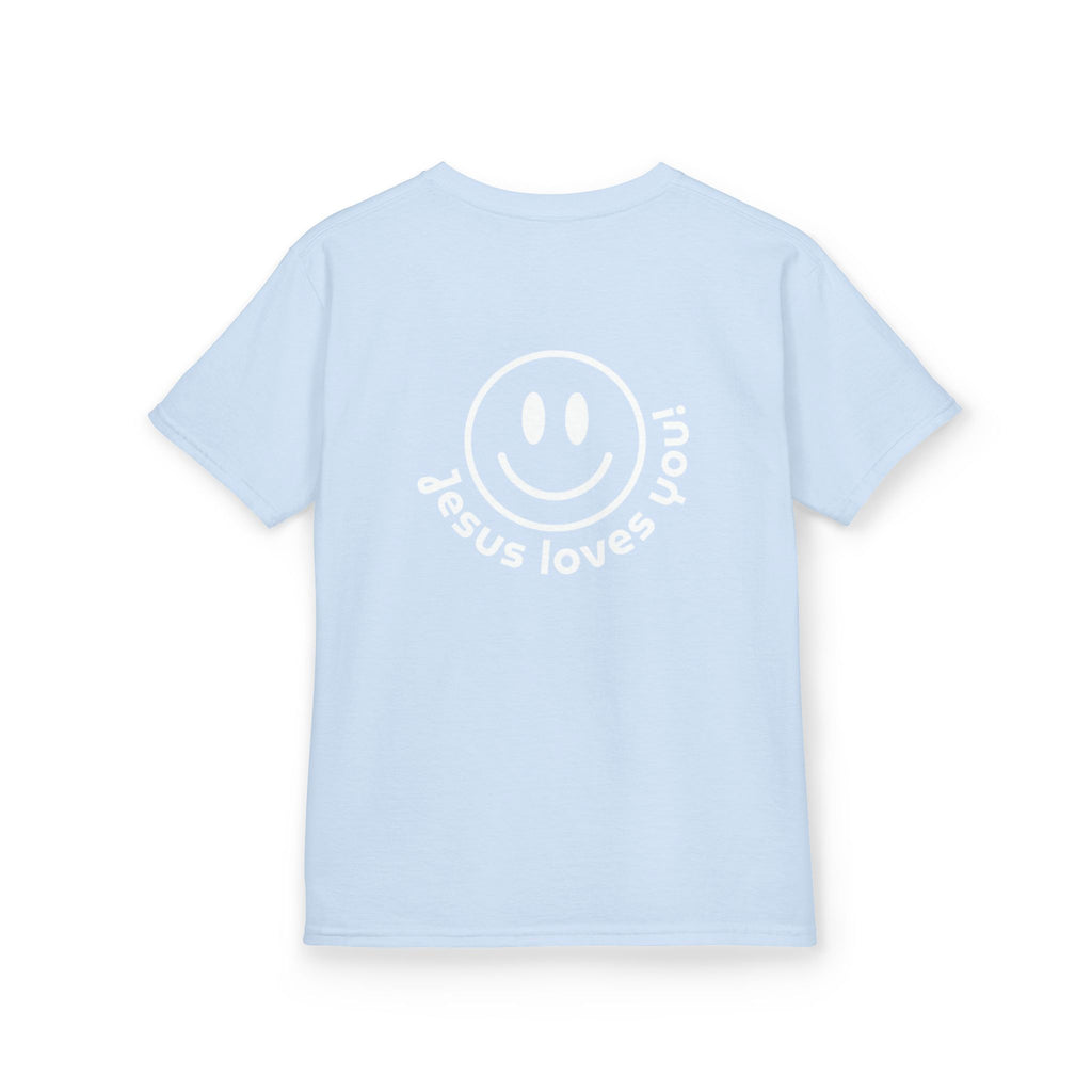 Kids T‑Shirt — "Jesus Loves You" Smiley Tee (Salt Co.)