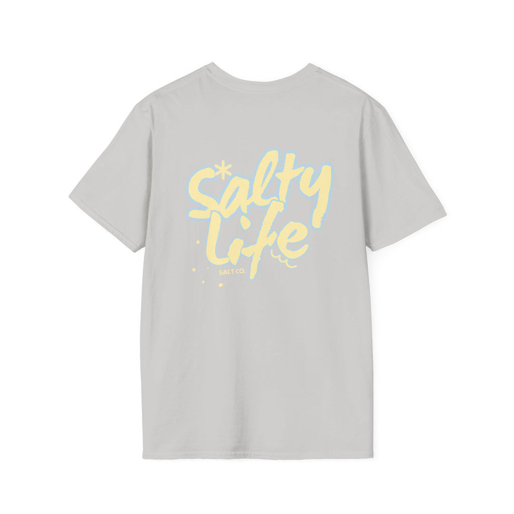 Salty Life Tee — "SALT CO." Minimal Front / Retro Yellow Script Back
