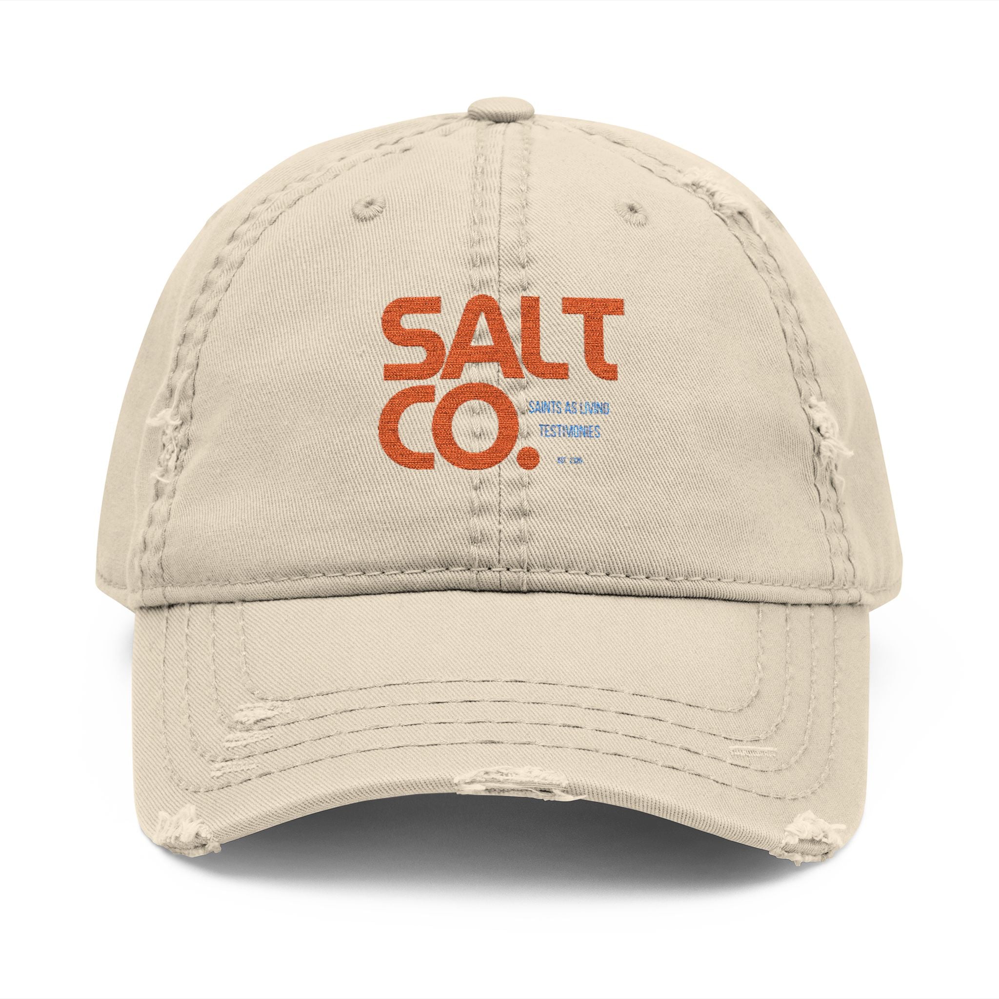 Distressed Embroidered Dad Hat — "SALT CO." Vintage Casual Cap
