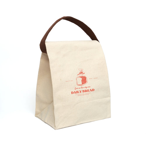 Canvas Lunch Bag - "Daily Bread" Printed Eco-Friendly Lunch Tote with Strap