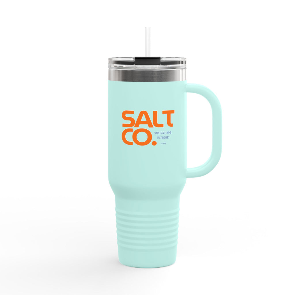 Insulated Travel Mug — 40oz Salt Co. Stainless Steel Tumbler with Straw & Handle