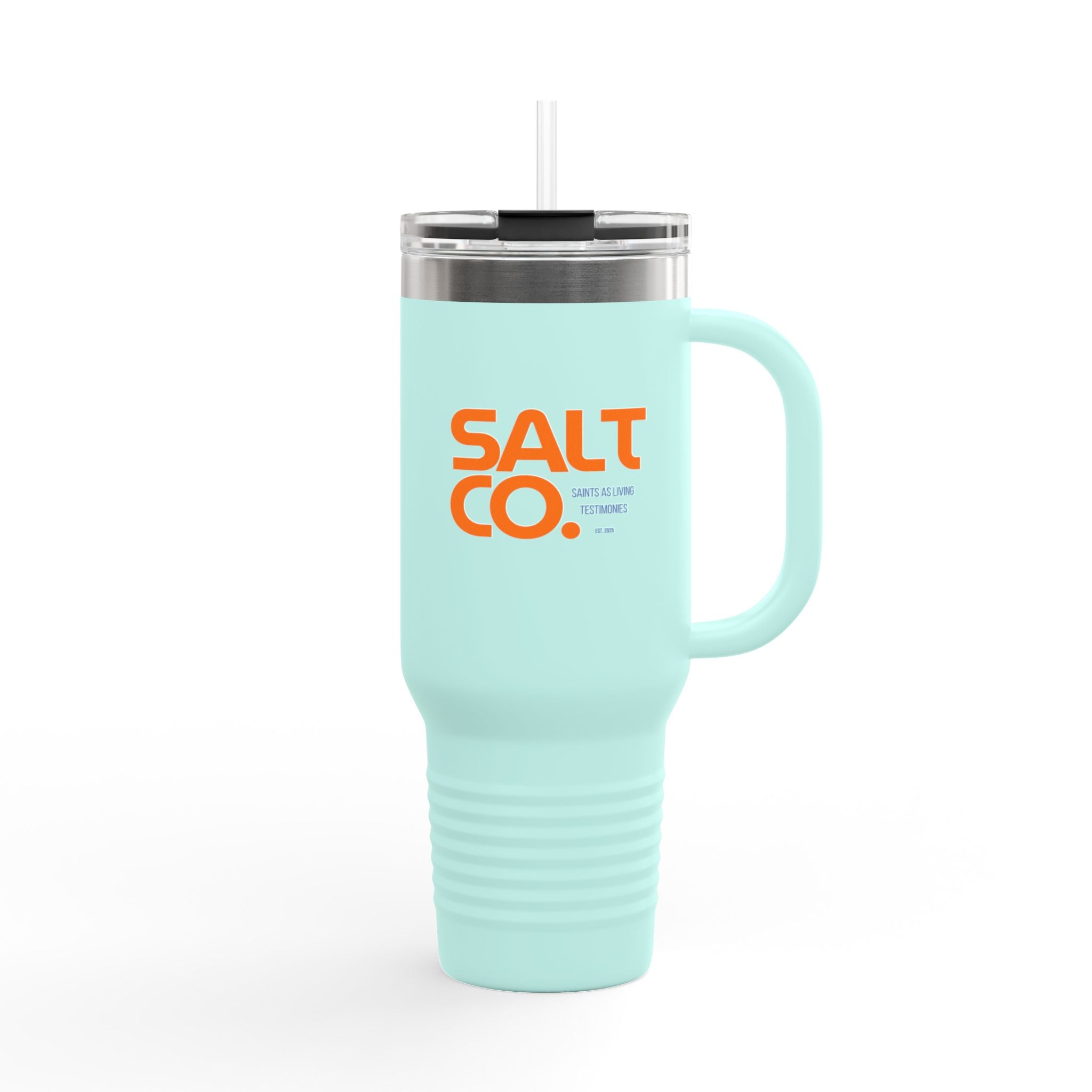 Insulated Travel Mug — 40oz Salt Co. Stainless Steel Tumbler with Straw & Handle