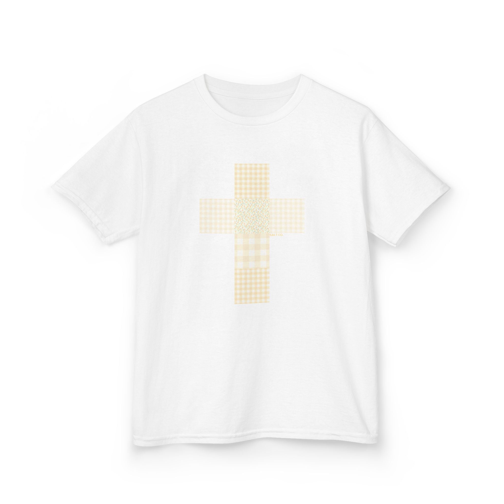 Kids Tee — Pastel Patchwork Cross