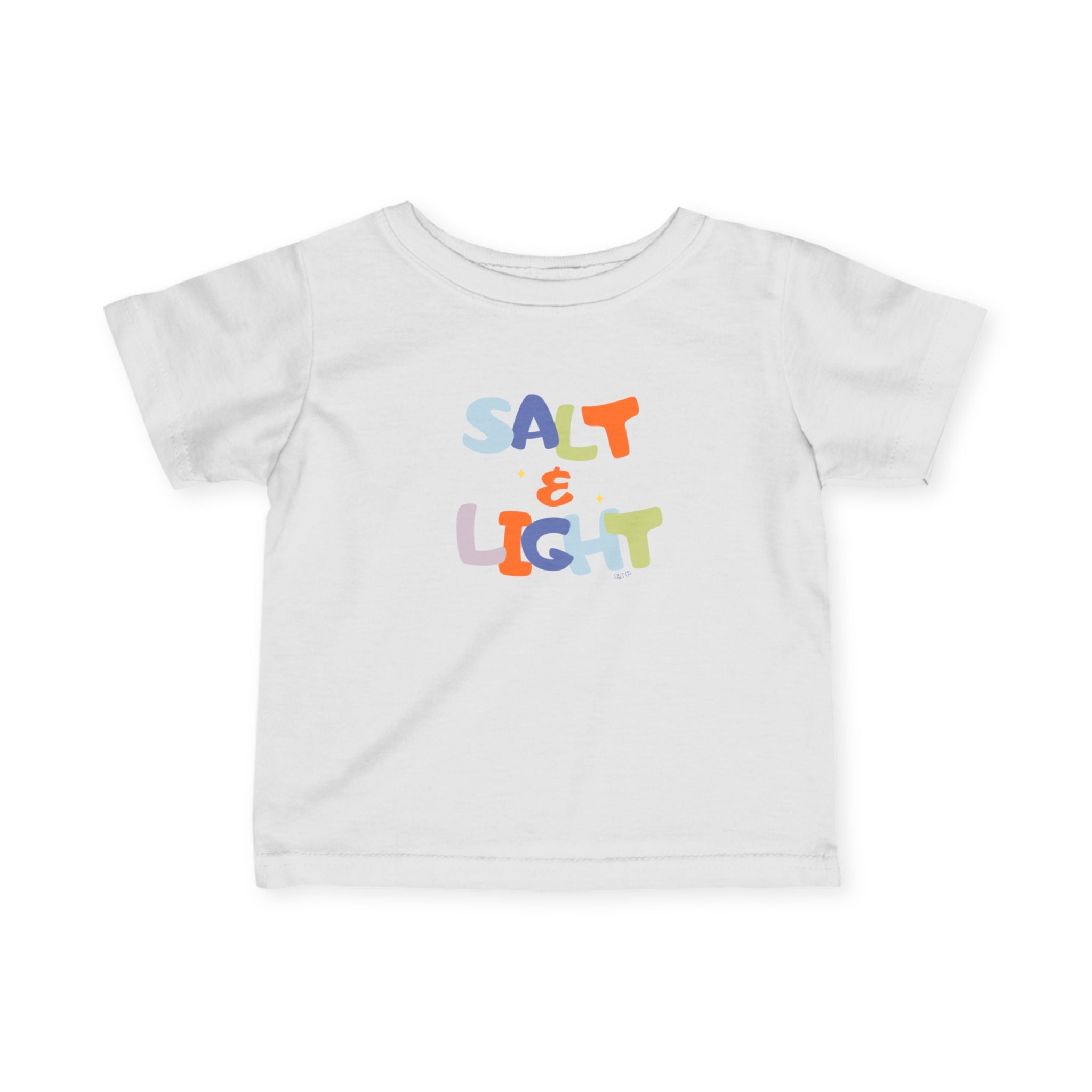 Infant Tee — "Salt & Light" Colorful Baby T‑Shirt, Cute Faith-Based Newborn Gift