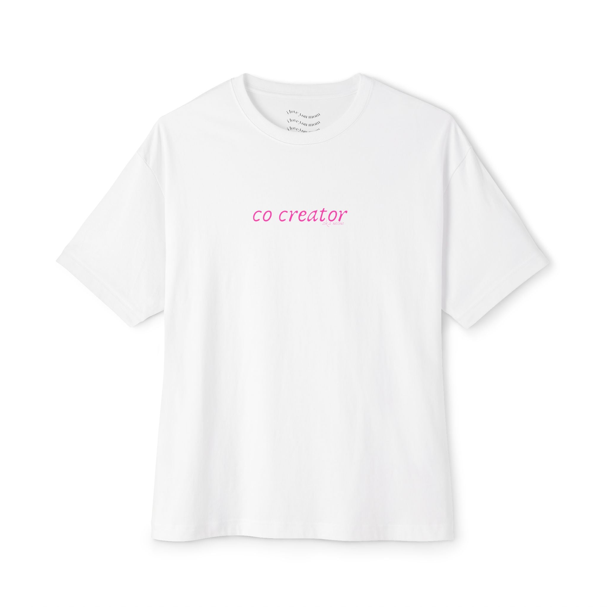 'Co Creator' Boxy Tee with secret message on inner label