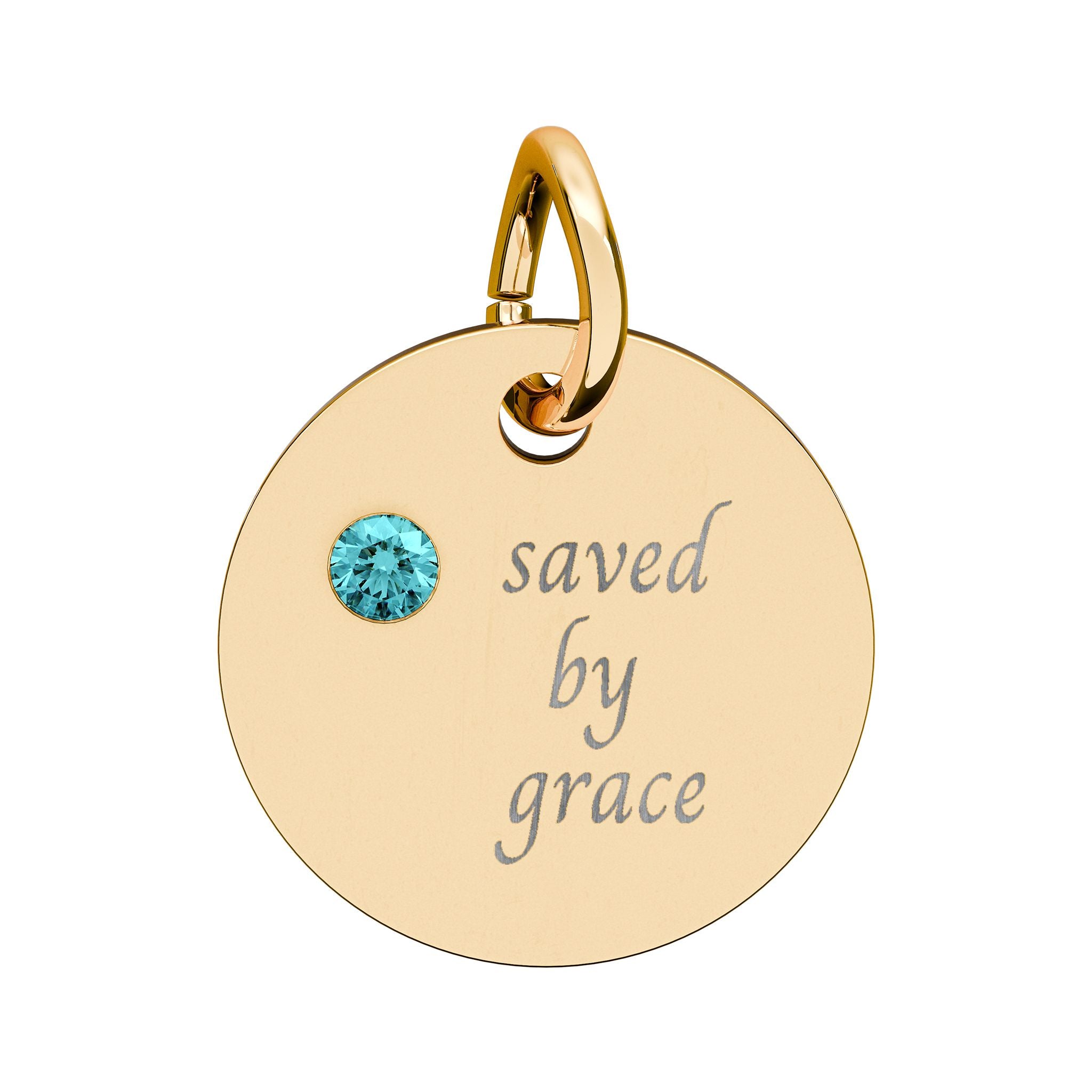 Birthstone — "saved by grace" Pendant