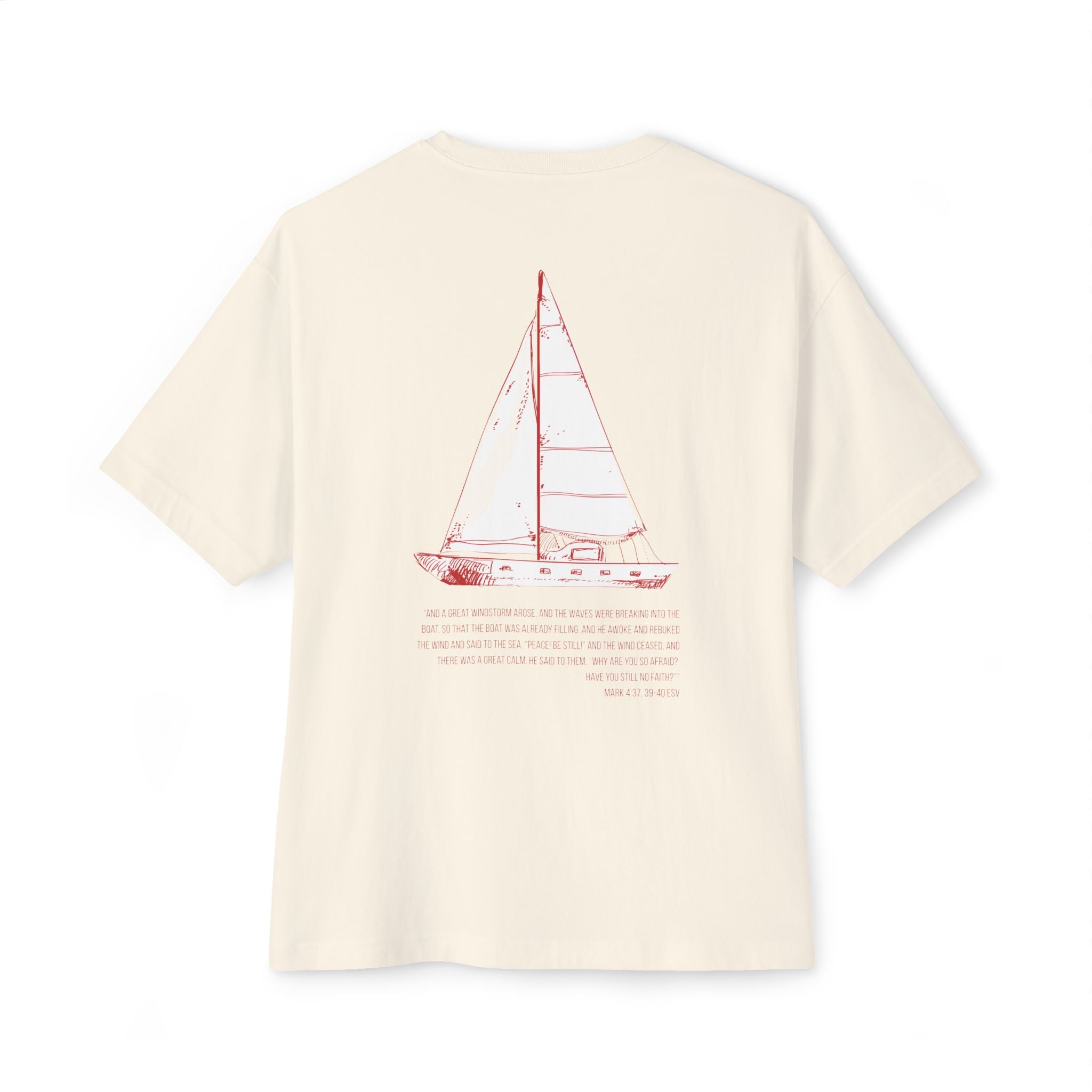 Salt Co. Oversized Tee — Minimal Sailboat Graphic Back, Nautical Casual Shirt