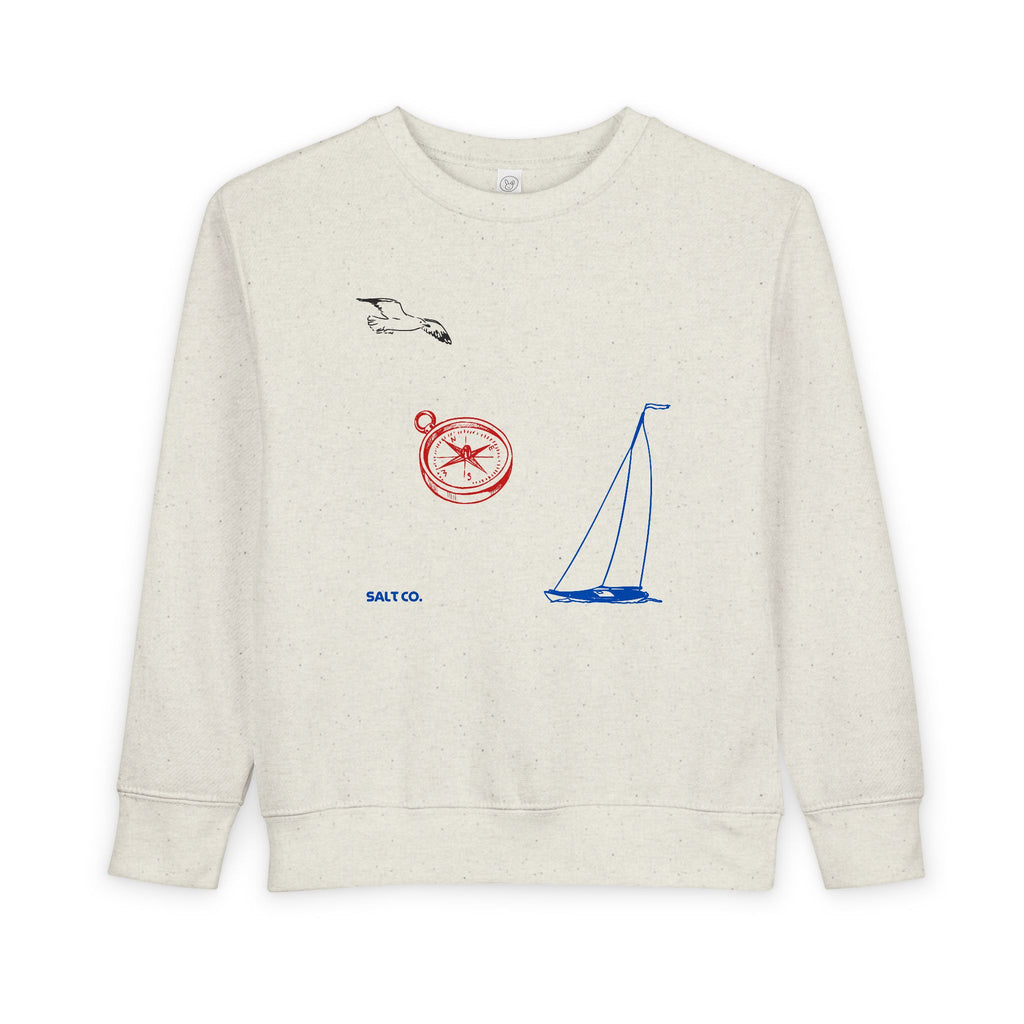 Nautical Toddler Sweatshirt – Sailboat & Compass Kids Pullover