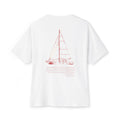 Salt Co. Oversized Tee — Minimal Sailboat Graphic Back, Nautical Casual Shirt