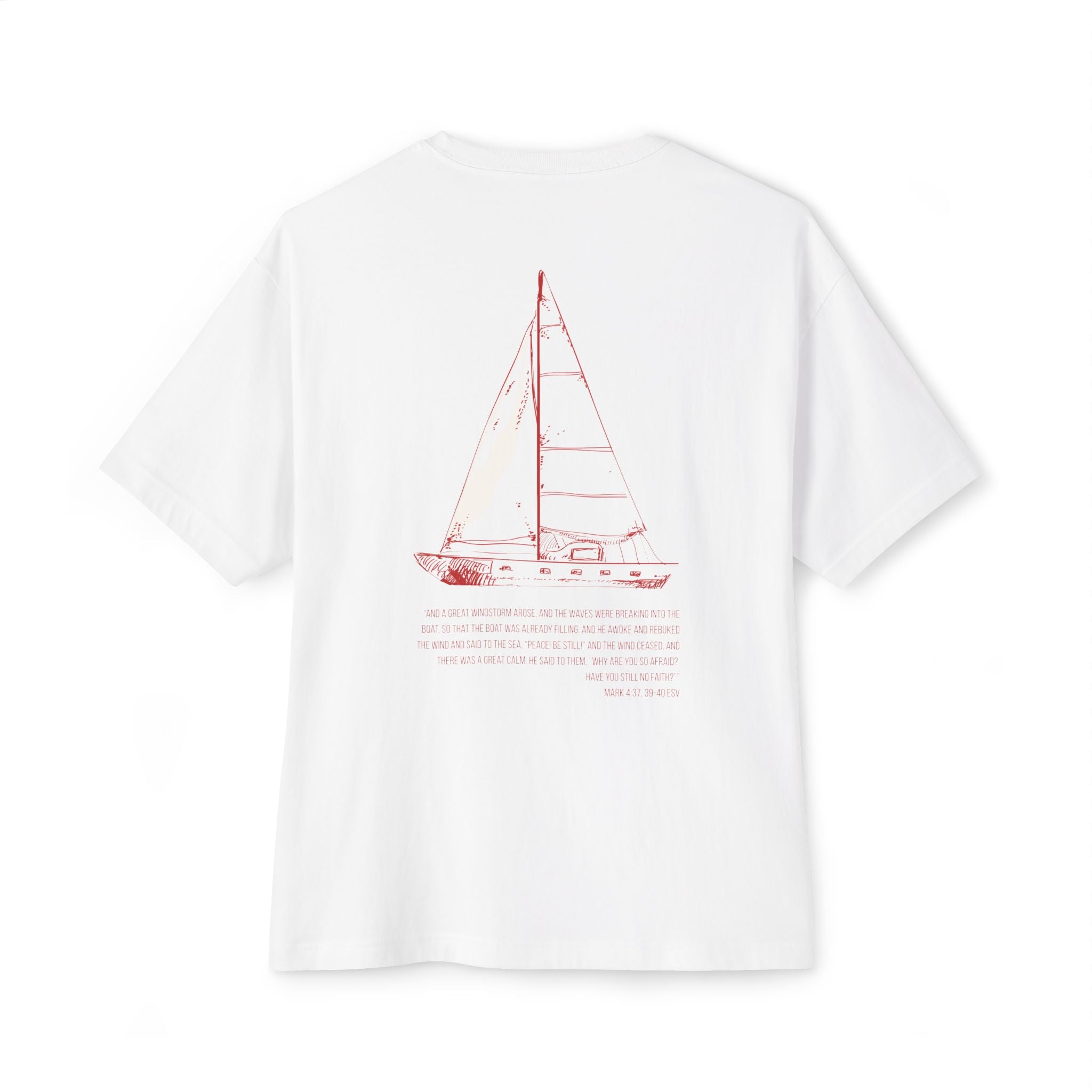 Salt Co. Oversized Tee — Minimal Sailboat Graphic Back, Nautical Casual Shirt