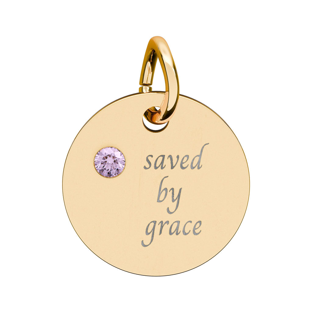 Birthstone — "saved by grace" Pendant