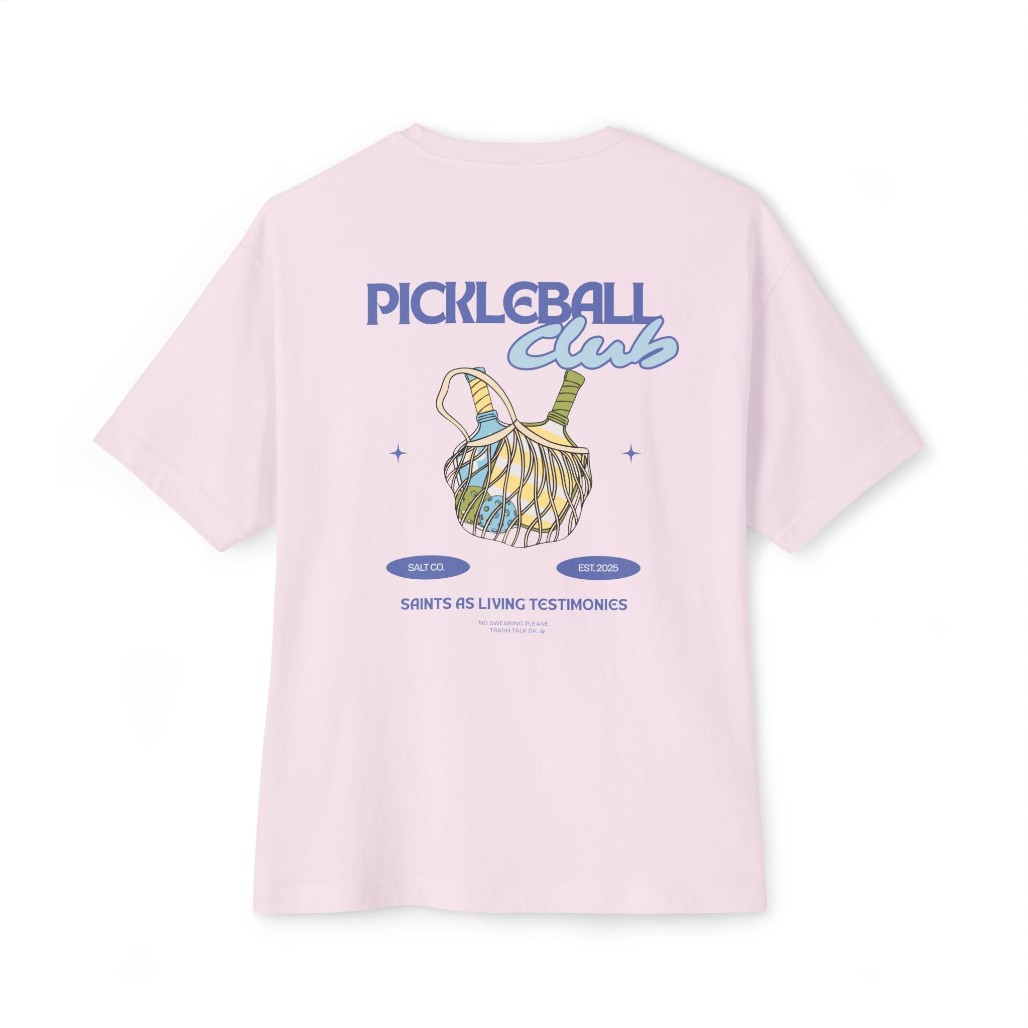 Pickleball Club Oversized Tee — Retro Paddle & Ball Graphic