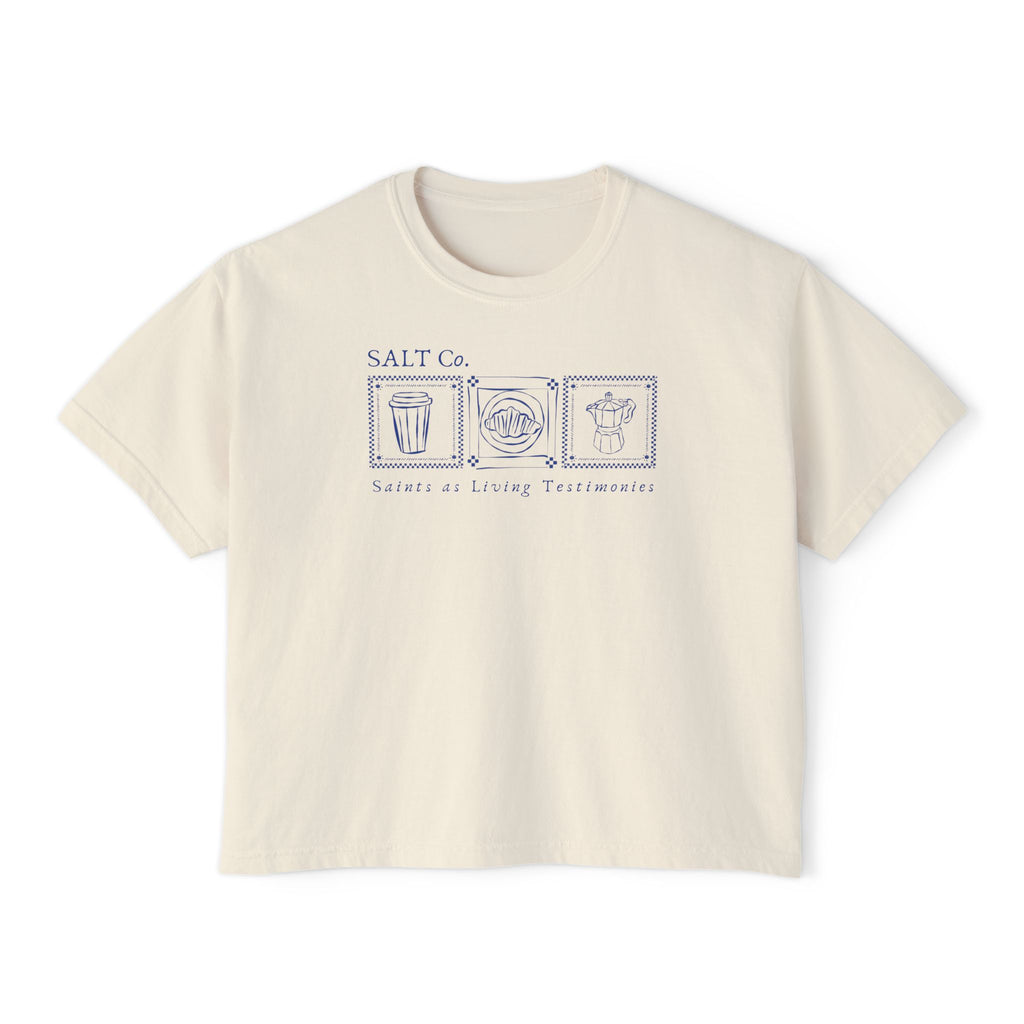 Coastal Coffee Boxy Tee — Women's Boxy Crop T-Shirt