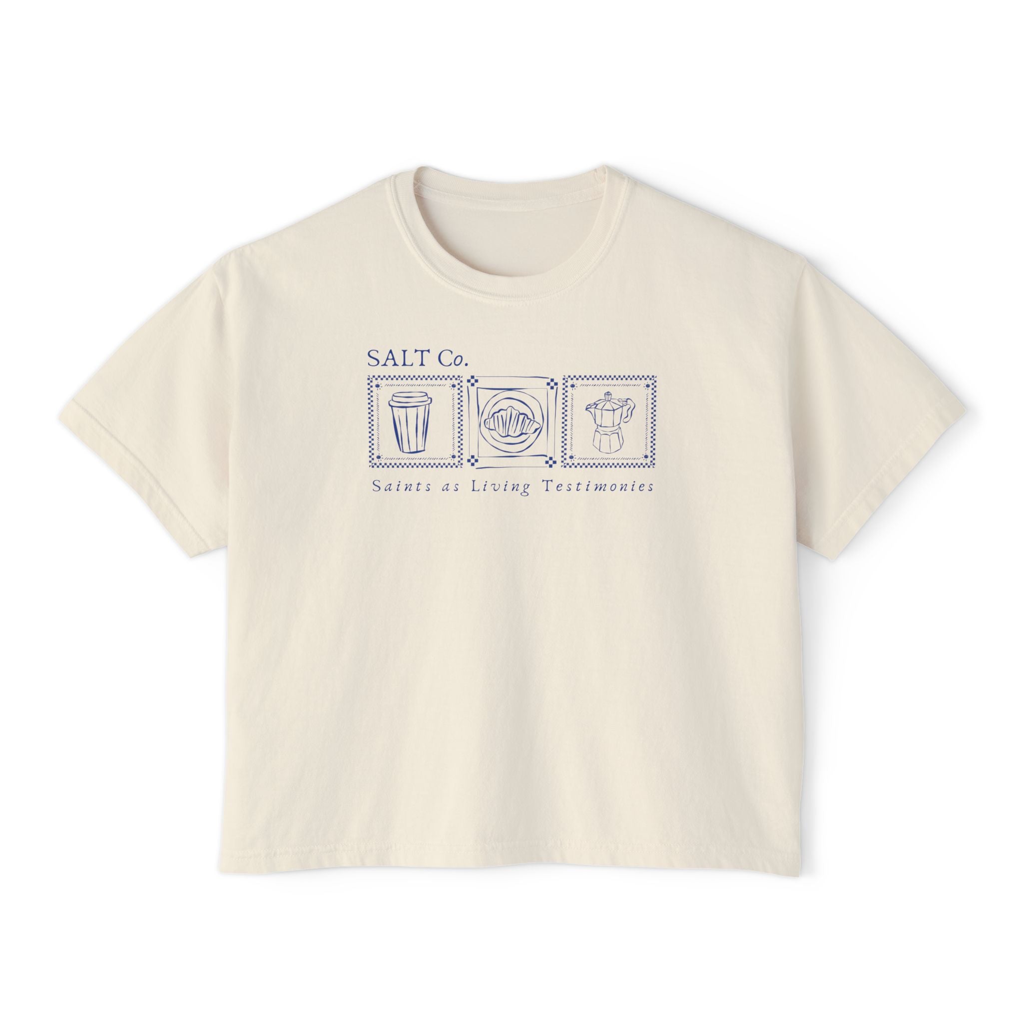 Coastal Coffee Boxy Tee — Women's Boxy Crop T-Shirt