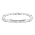 Engraved 'IT IS FINISHED' Natural Stone Stretch Bar Bracelet