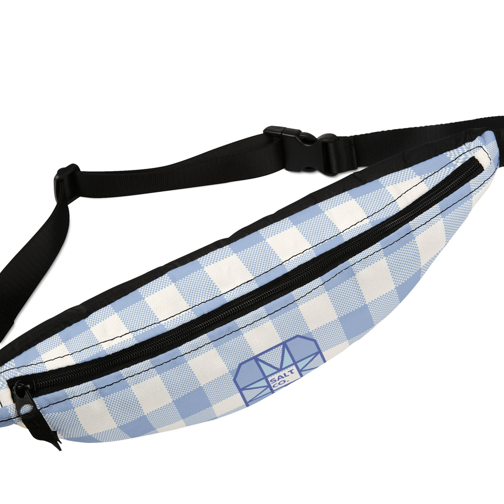 Blue Gingham Fanny Pack — Casual Checkered Waist Bag