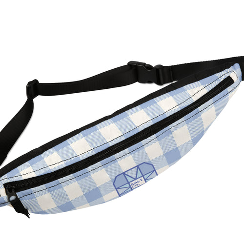 Blue Gingham Fanny Pack — Casual Checkered Waist Bag
