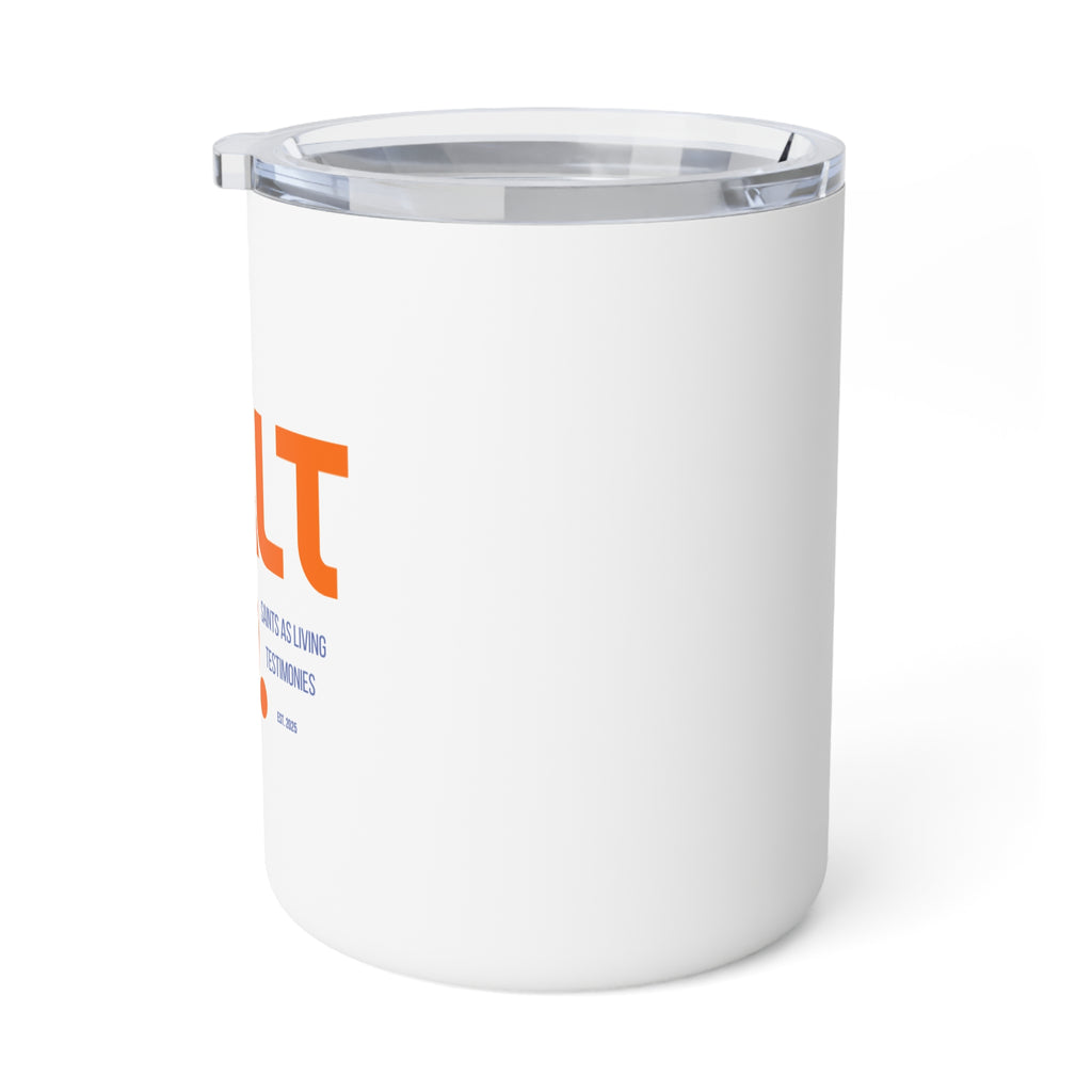 10oz Insulated Coffee Mug — Bold Orange 'SALT' Typography Travel Mug