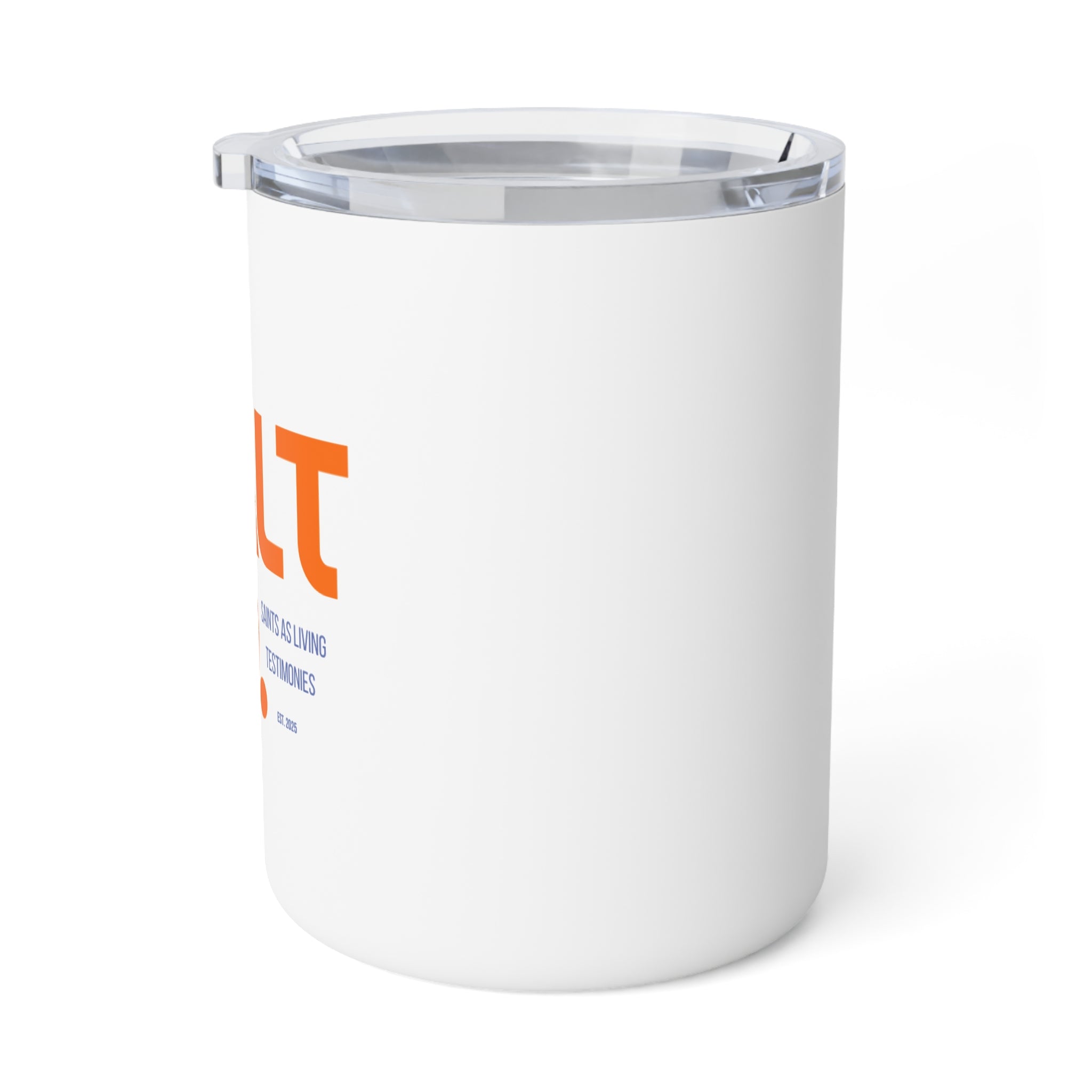 10oz Insulated Coffee Mug — Bold Orange 'SALT' Typography Travel Mug
