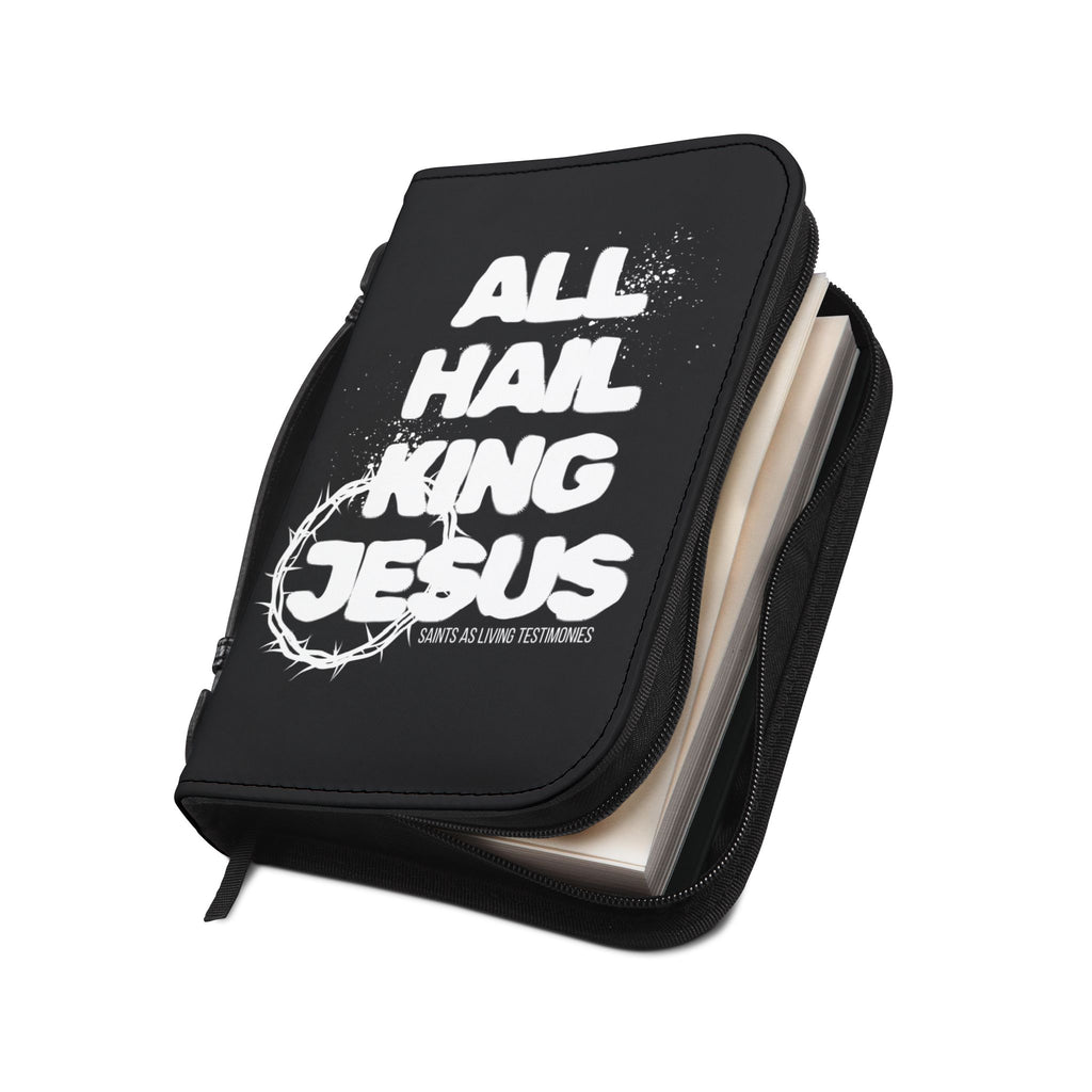 Bible Cover — "All Hail King Jesus" Zippered Bible Case, Christian Worship Gift