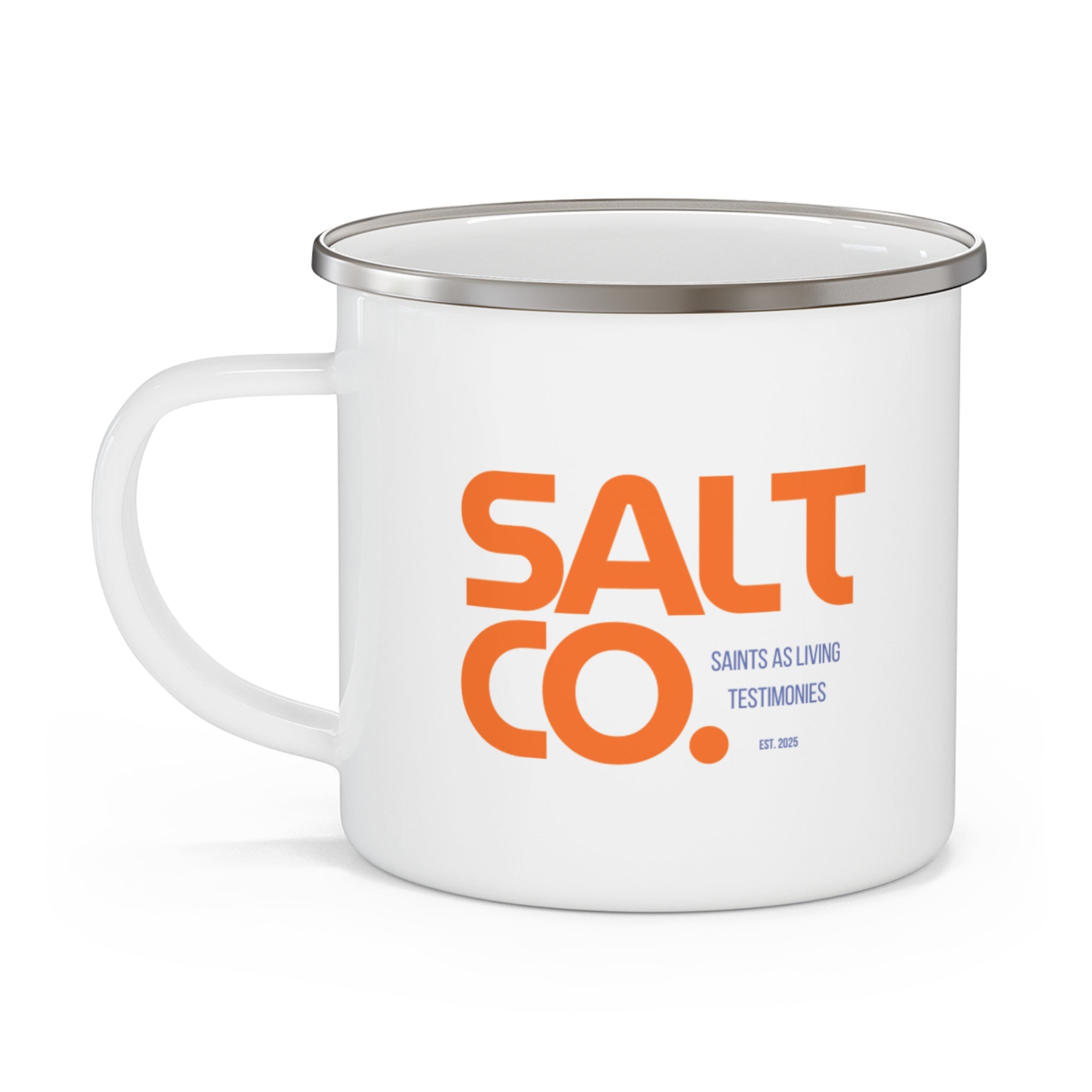 Enamel Camping Mug — Retro Outdoor Adventure Campfire Coffee Cup