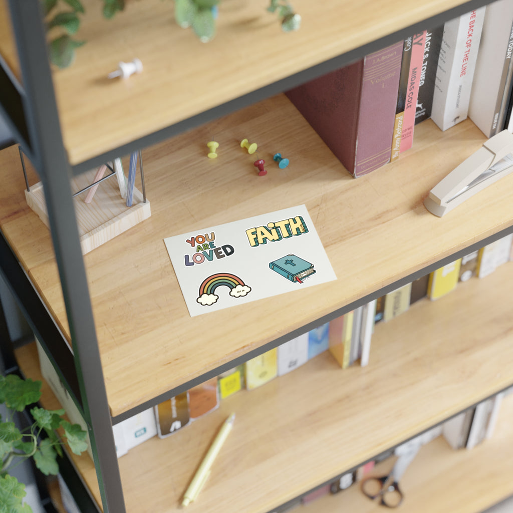 Kids Sticker Pack— You Are Loved, Rainbow & Bible Stickers