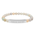 Engraved "Jesus Saves" Natural Stone Stretch Bracelet