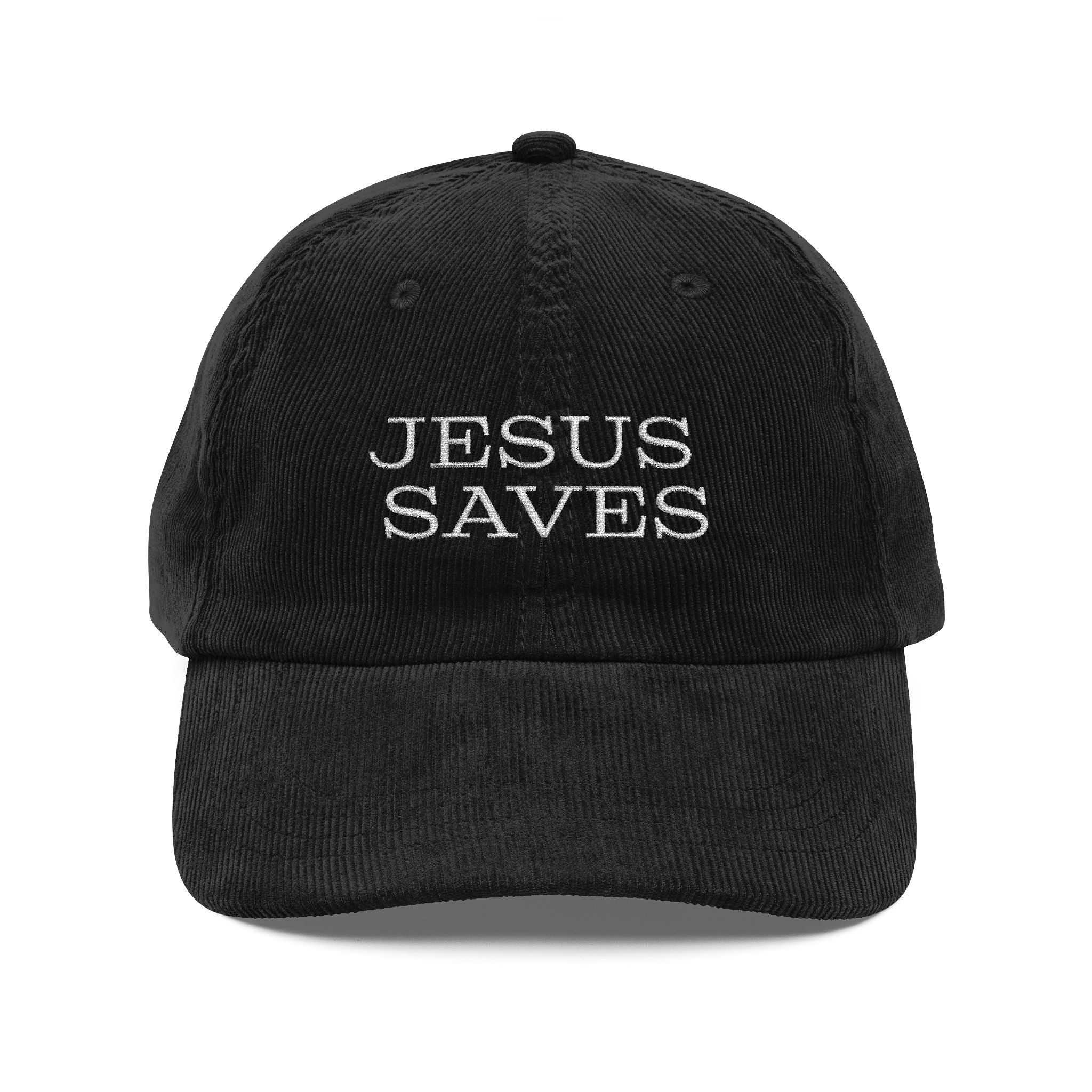 Corduroy Baseball Cap "JESUS SAVES" — Vintage Embroidered Hat