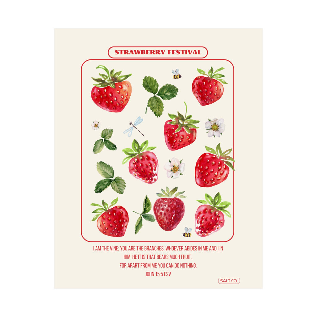 Strawberry Festival Poster — Matte Botanical Vertical Print