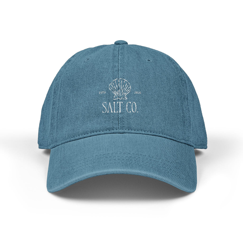 Embroidered Shell 'Salt Co.' Denim Hat — Coastal Baseball Cap