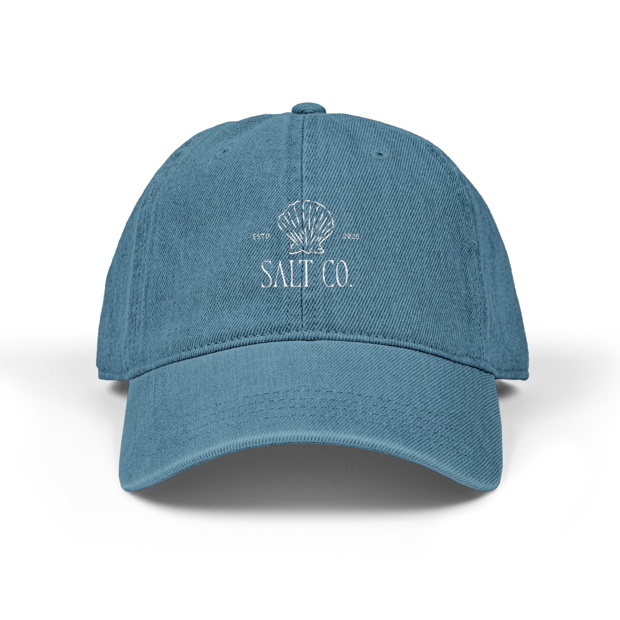 Embroidered Shell 'Salt Co.' Denim Hat — Coastal Baseball Cap