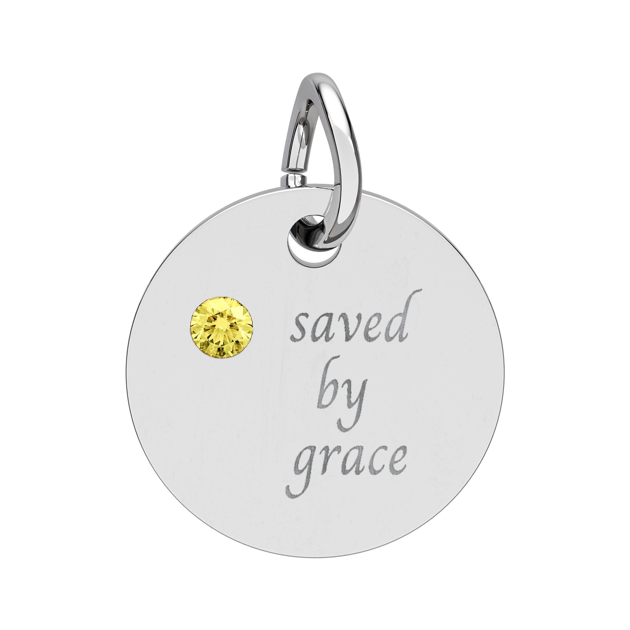 Birthstone — "saved by grace" Pendant