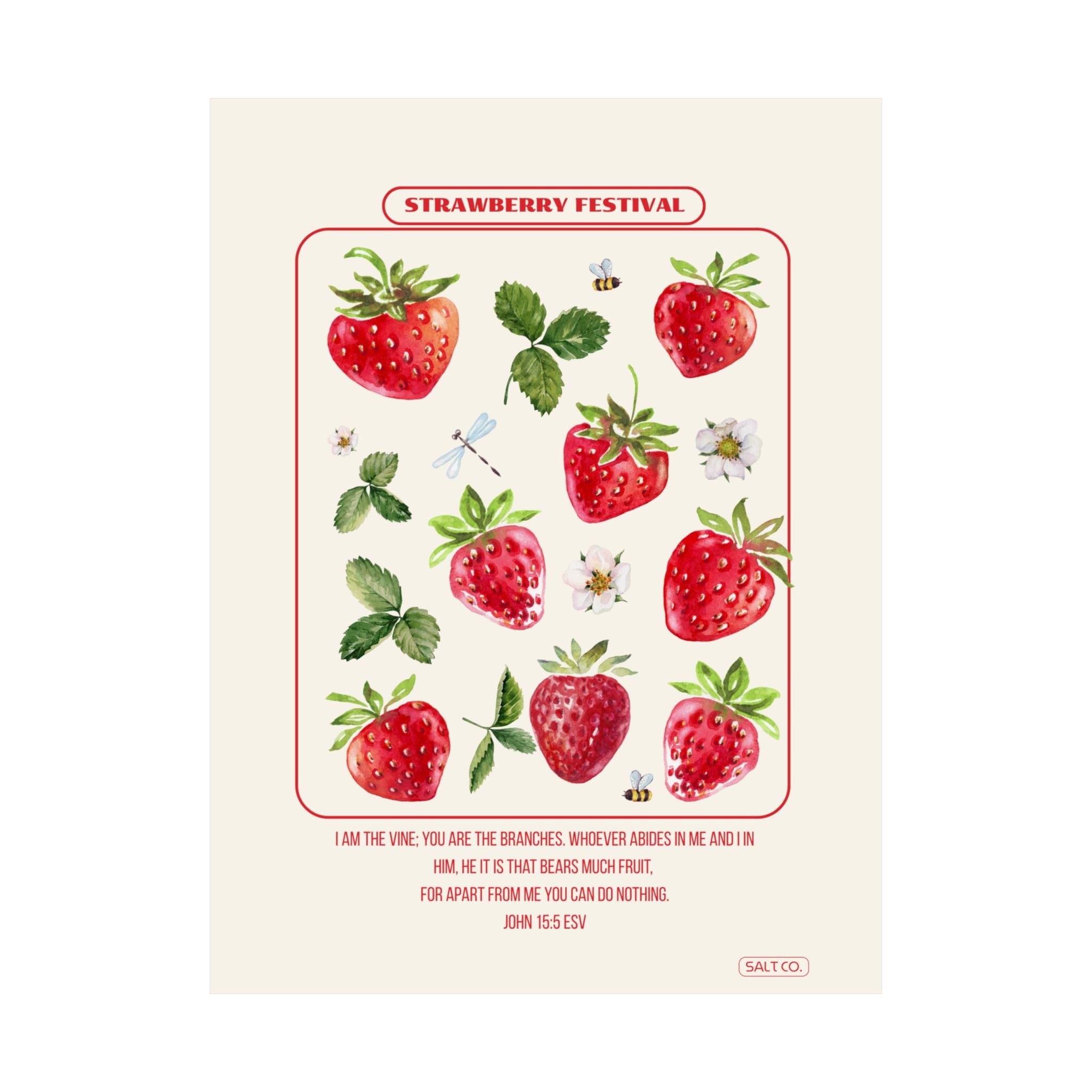 Strawberry Festival Poster — Matte Botanical Vertical Print