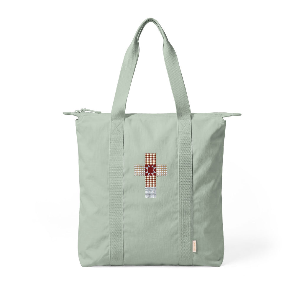 Patchwork Cross Embroidered Tote Bag