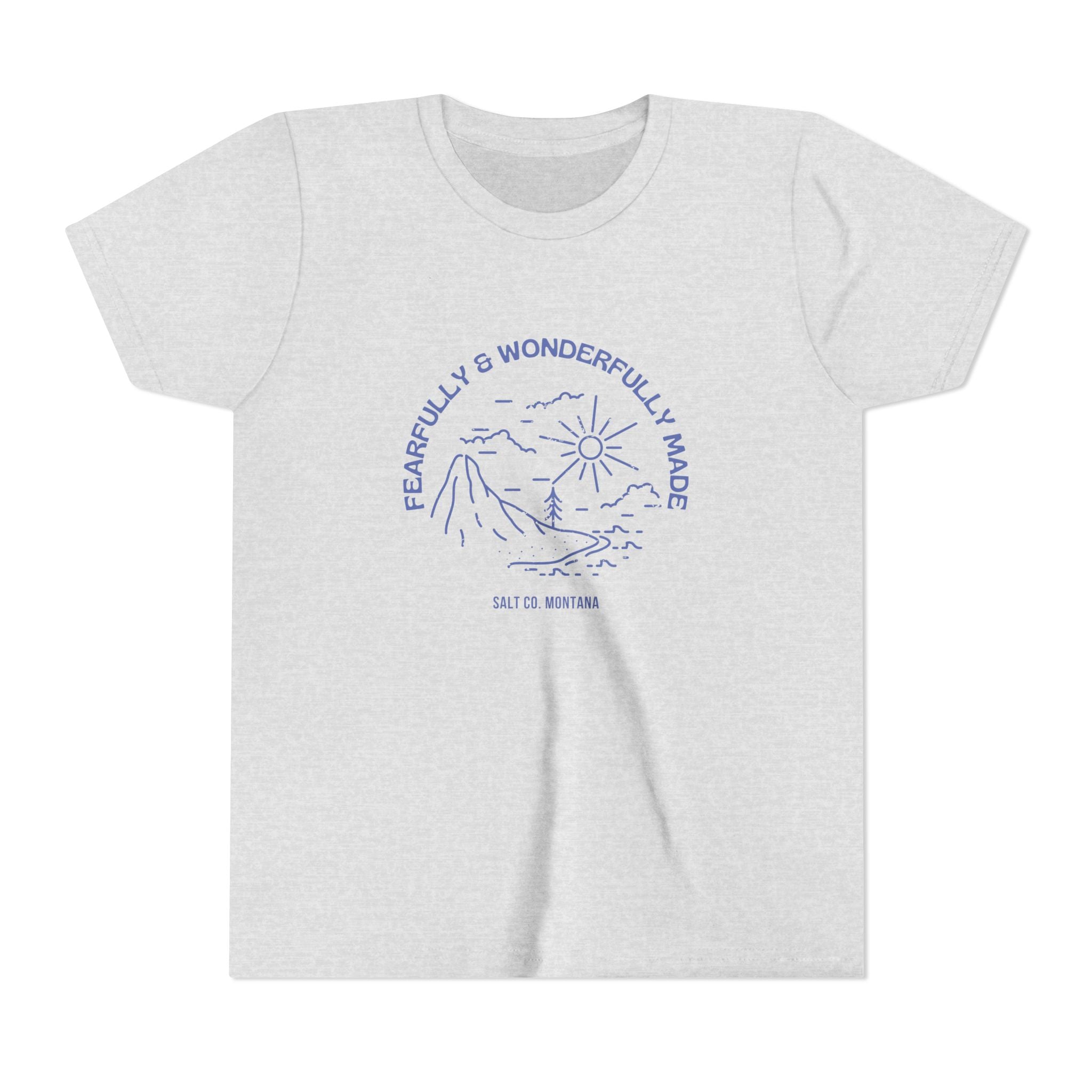 Youth Tee — "Fearfully & Wonderfully Made" Mountain Sunrise Kids Shirt
