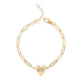 Engraved Paperclip Heart Bracelet — "Jesus Saves"