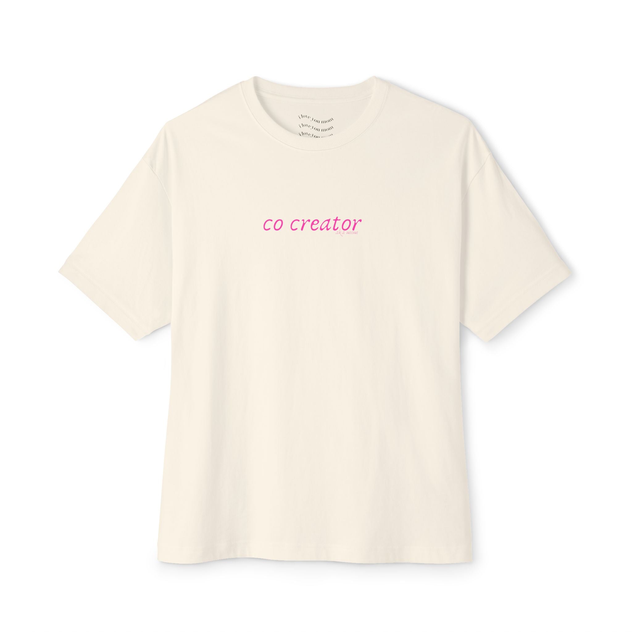 'Co Creator' Boxy Tee with secret message on inner label