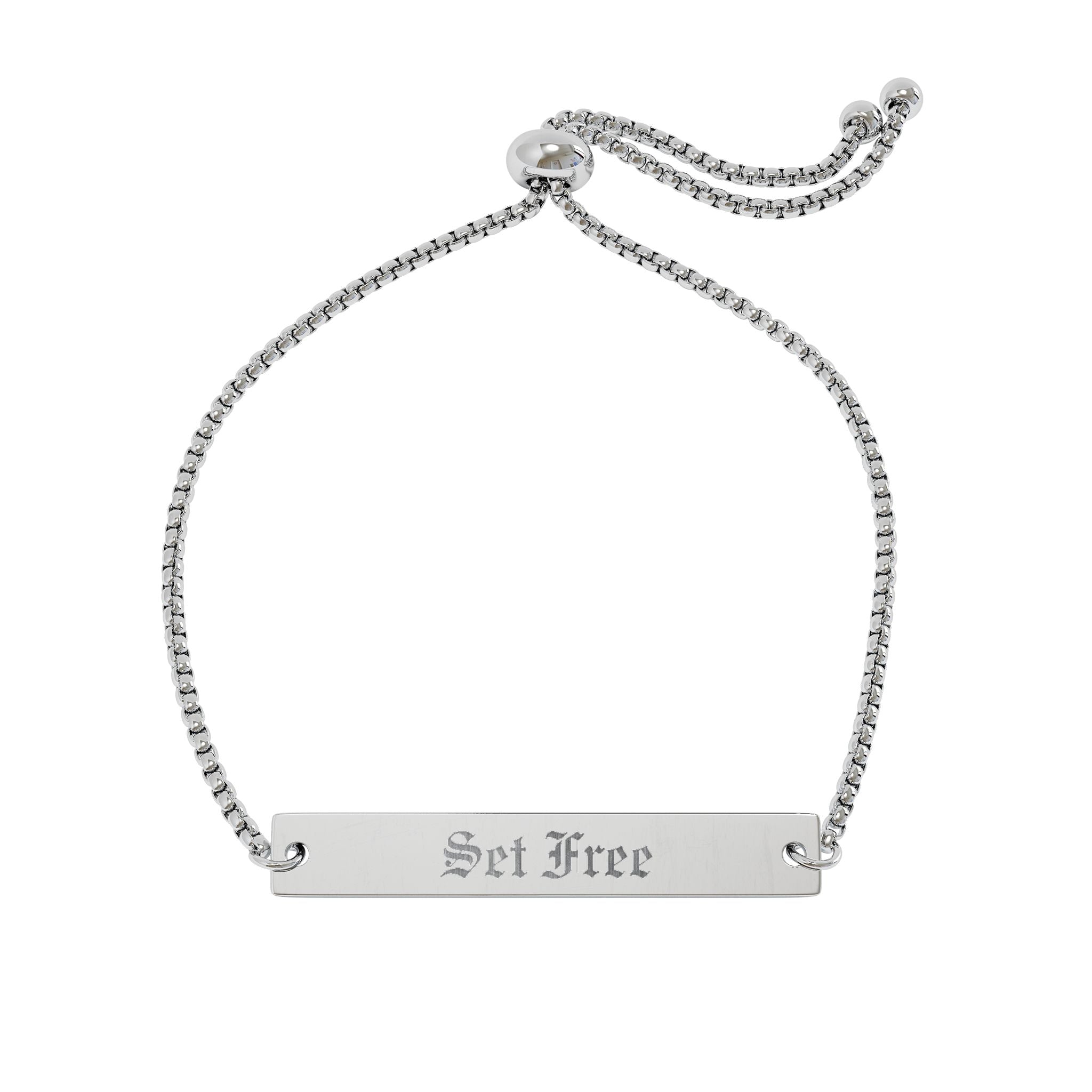 Engraved Adjustable Bar Bracelet — "Set Free"