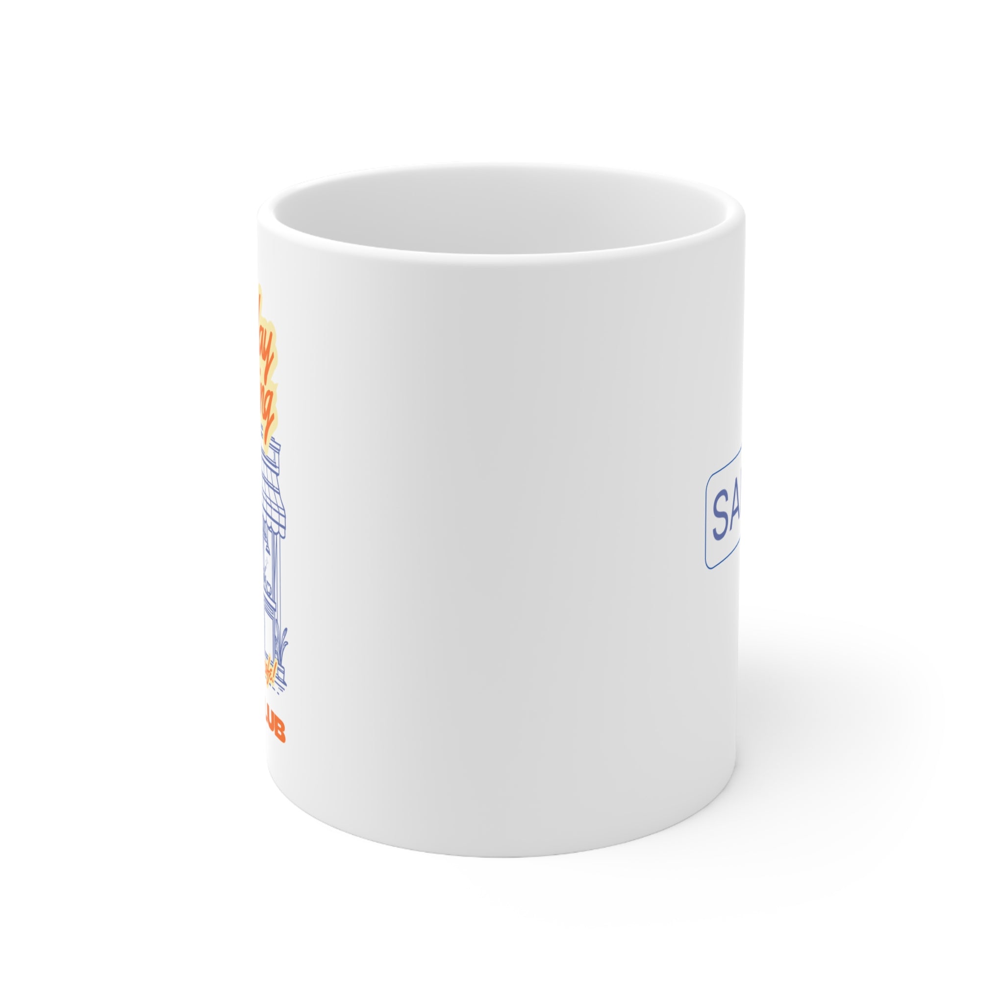 Saturday Morning Coffee Mug — 'Meet me at the café' Bible Club Ceramic Mug (11oz, 15oz)