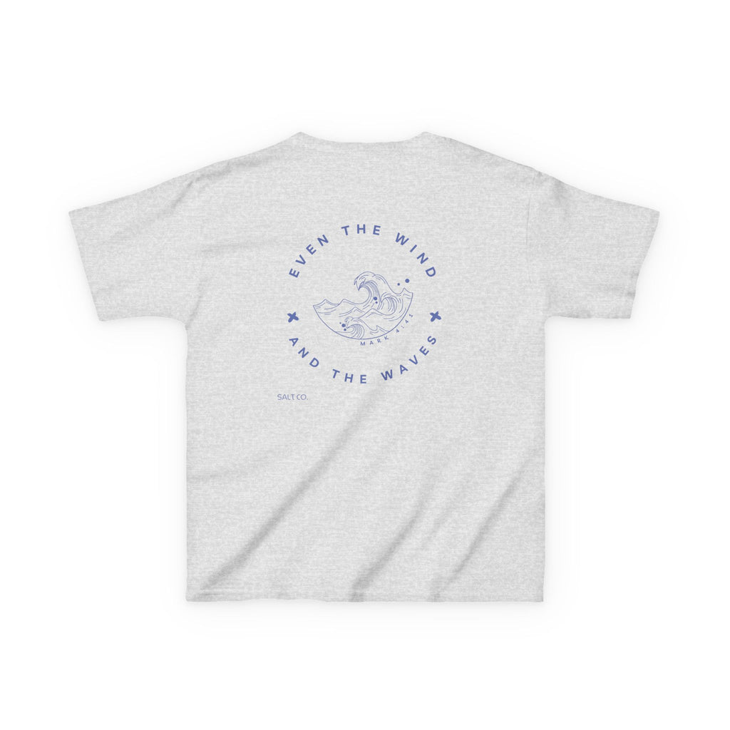 Kids T-Shirt — Salt Co. Surf Logo Tee with 'Even the Wind and the Waves' Back Graphic