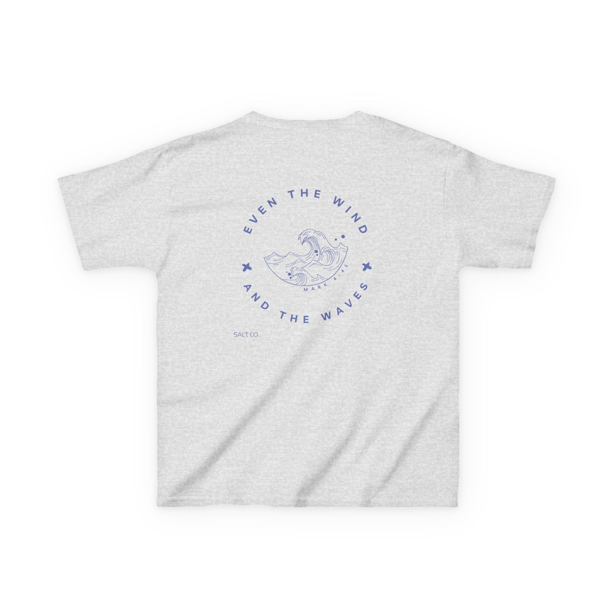 Kids T-Shirt — Salt Co. Surf Logo Tee with 'Even the Wind and the Waves' Back Graphic