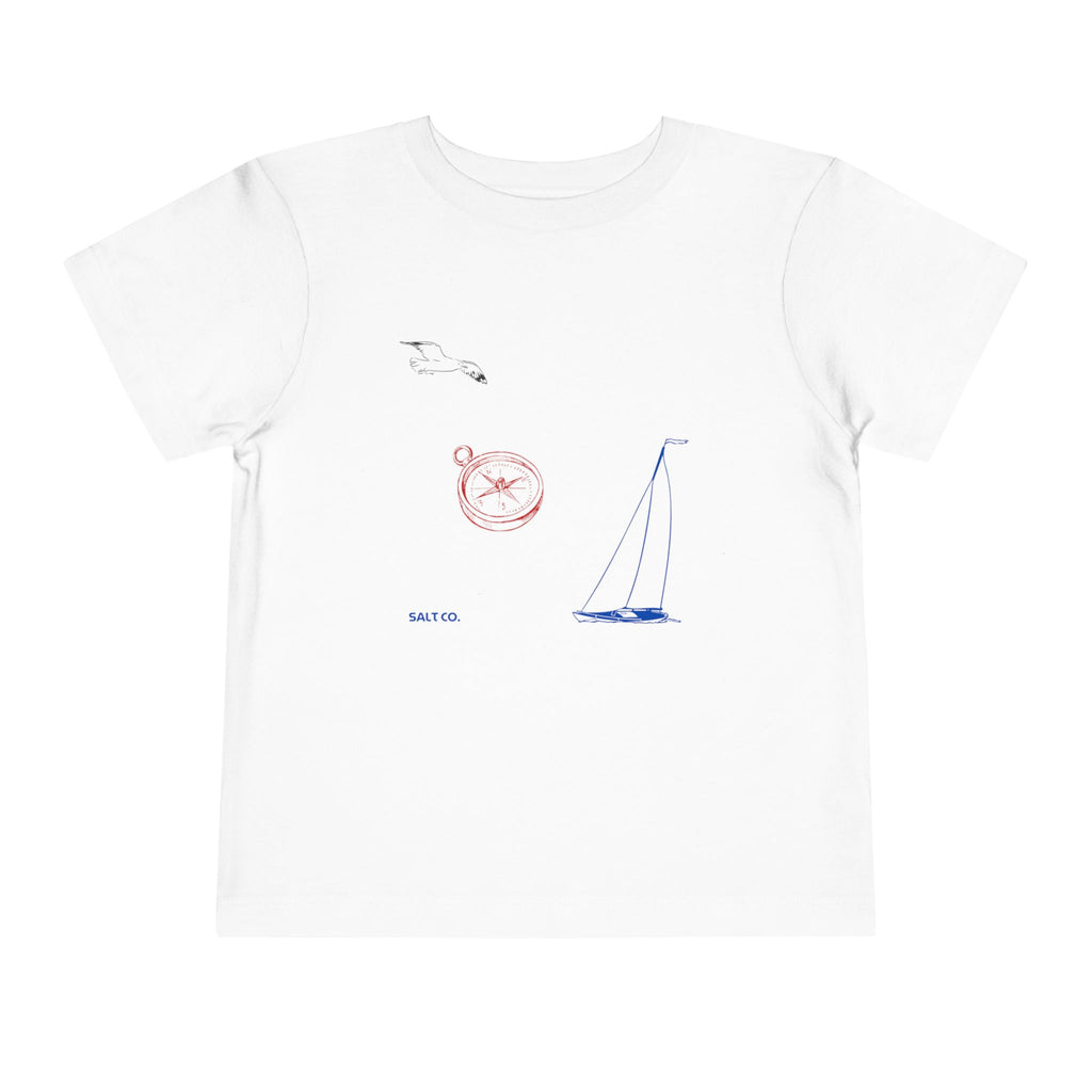 Toddler Tee — Nautical Sailboat & Compass Graphic (“Sail To.”)