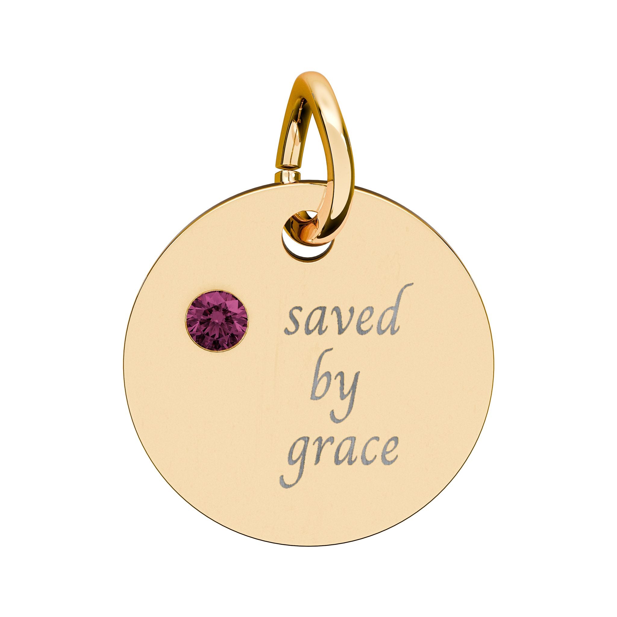 Birthstone — "saved by grace" Pendant