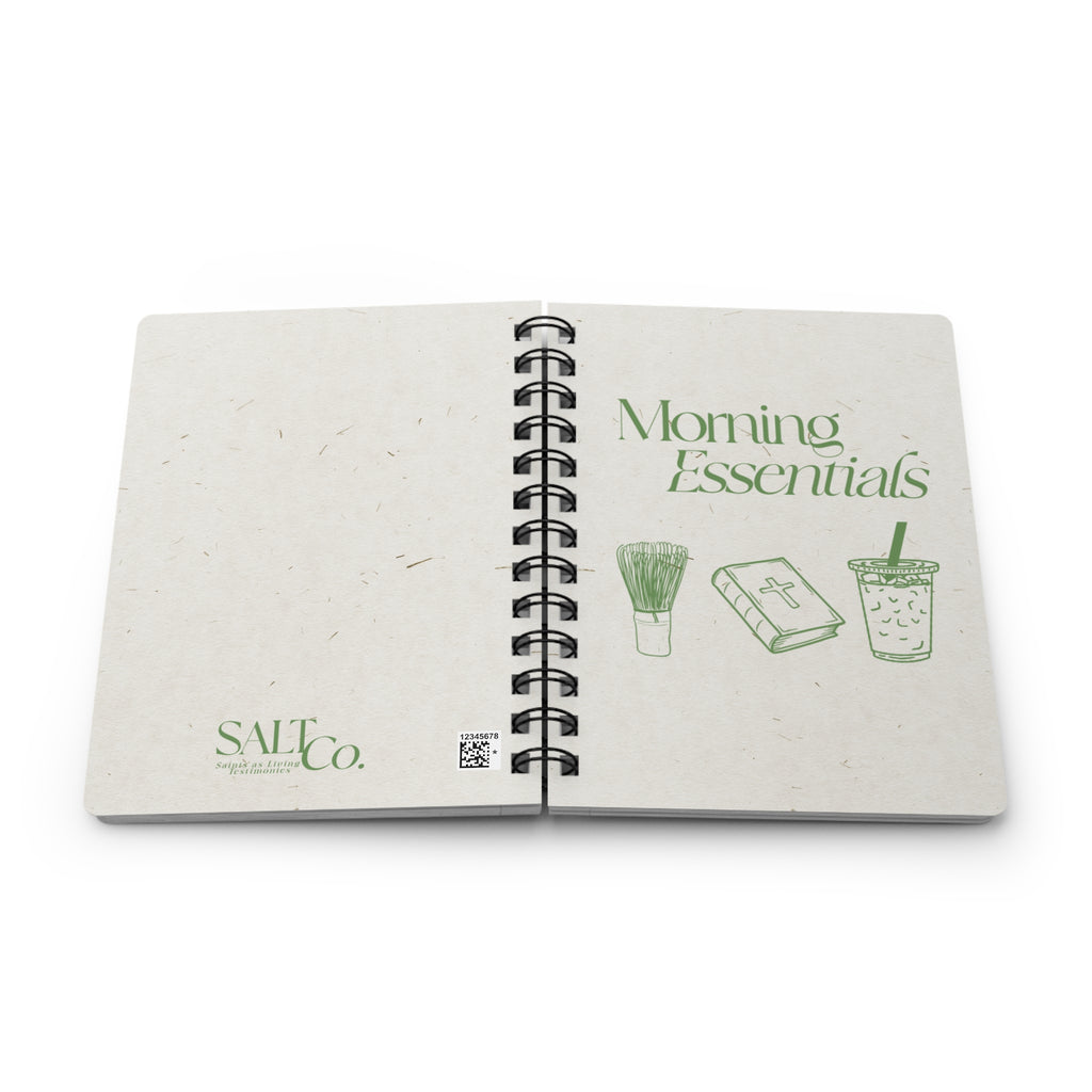 Morning Essentials Spiral Journal — Matcha, Devotions & Daily Rituals Notebook